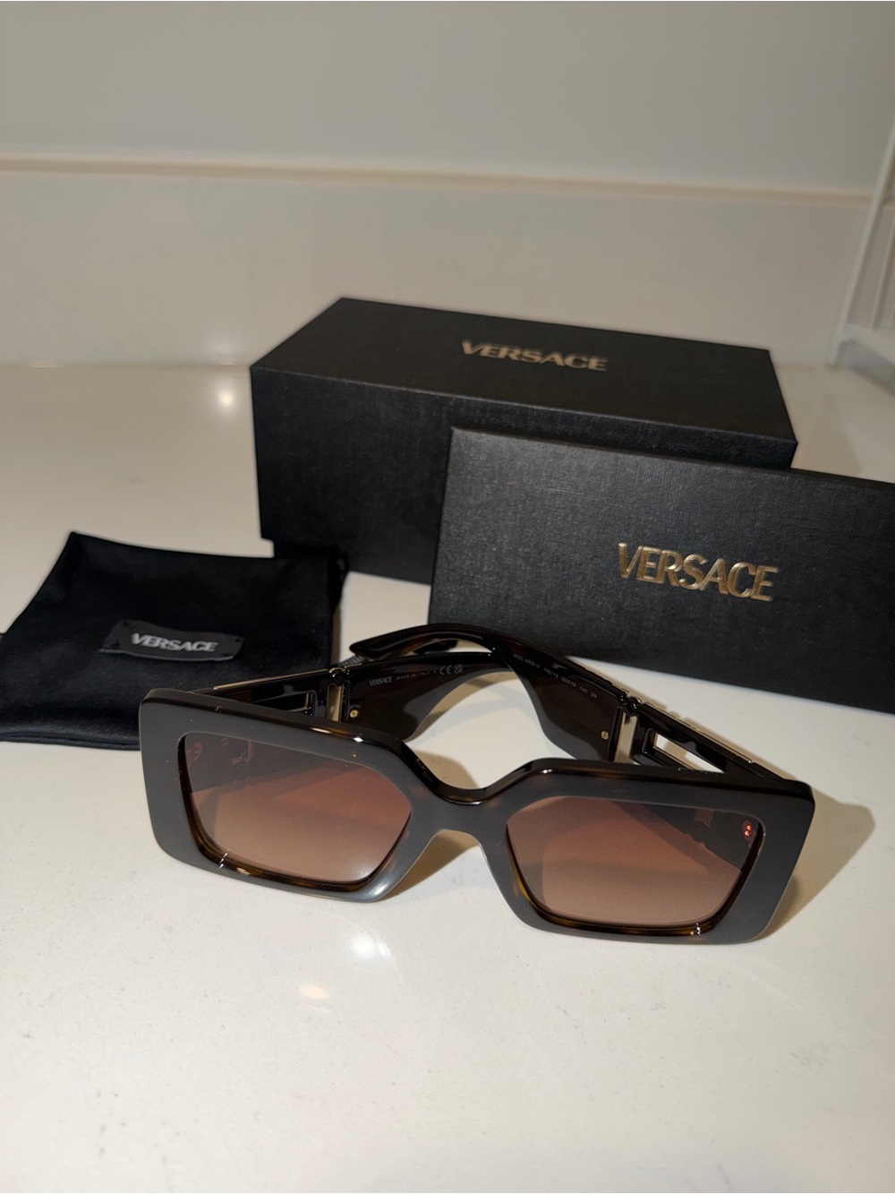 Versace Havana Frame Sunglasses with Brown Lenses